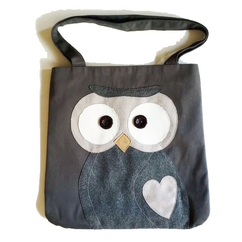 Red Blossom Loving Owl Tote Bag Purse